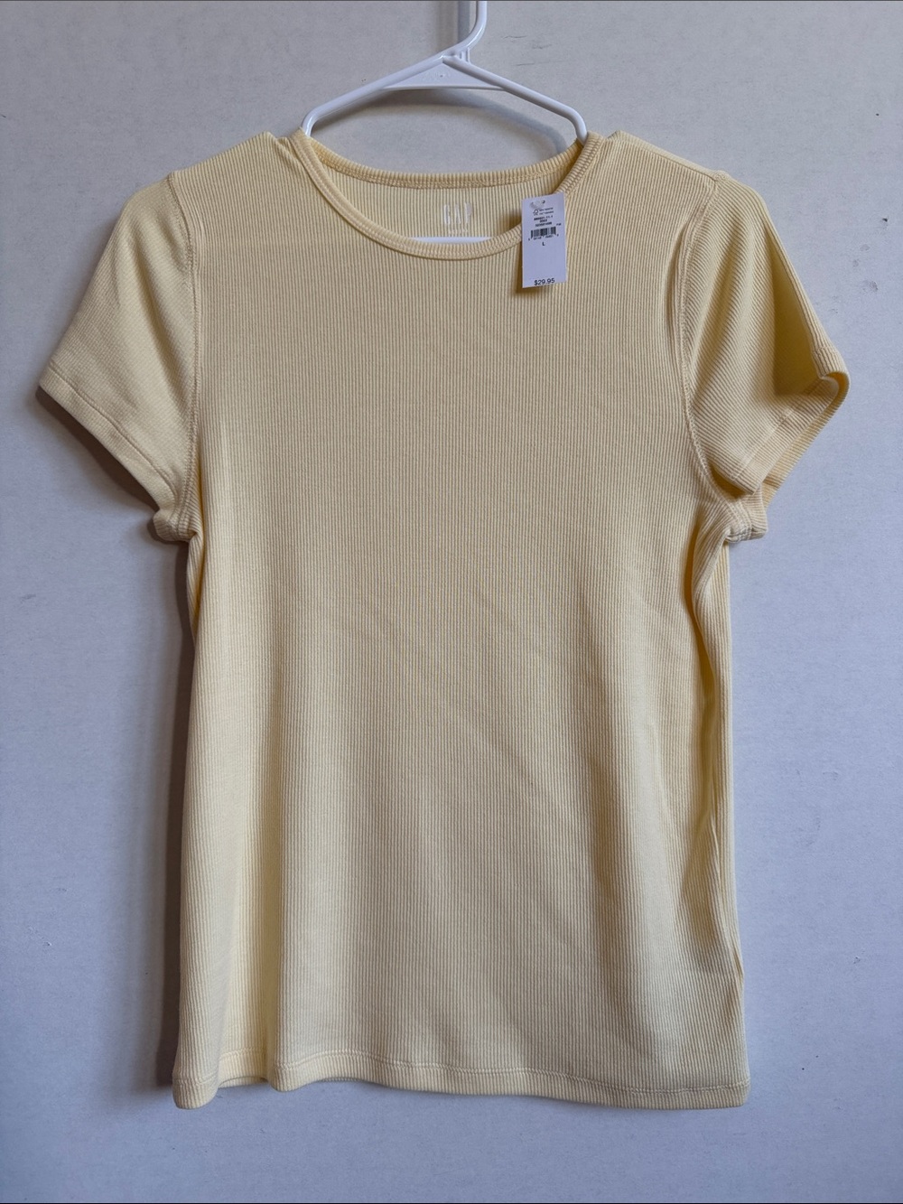 GAP Short Sleeve Ribbed Tee in Light Yellow NWT